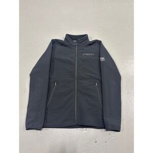 Outdoor Research Men Medium Full Zip Grid Fleece Jacket Charcoal Gray